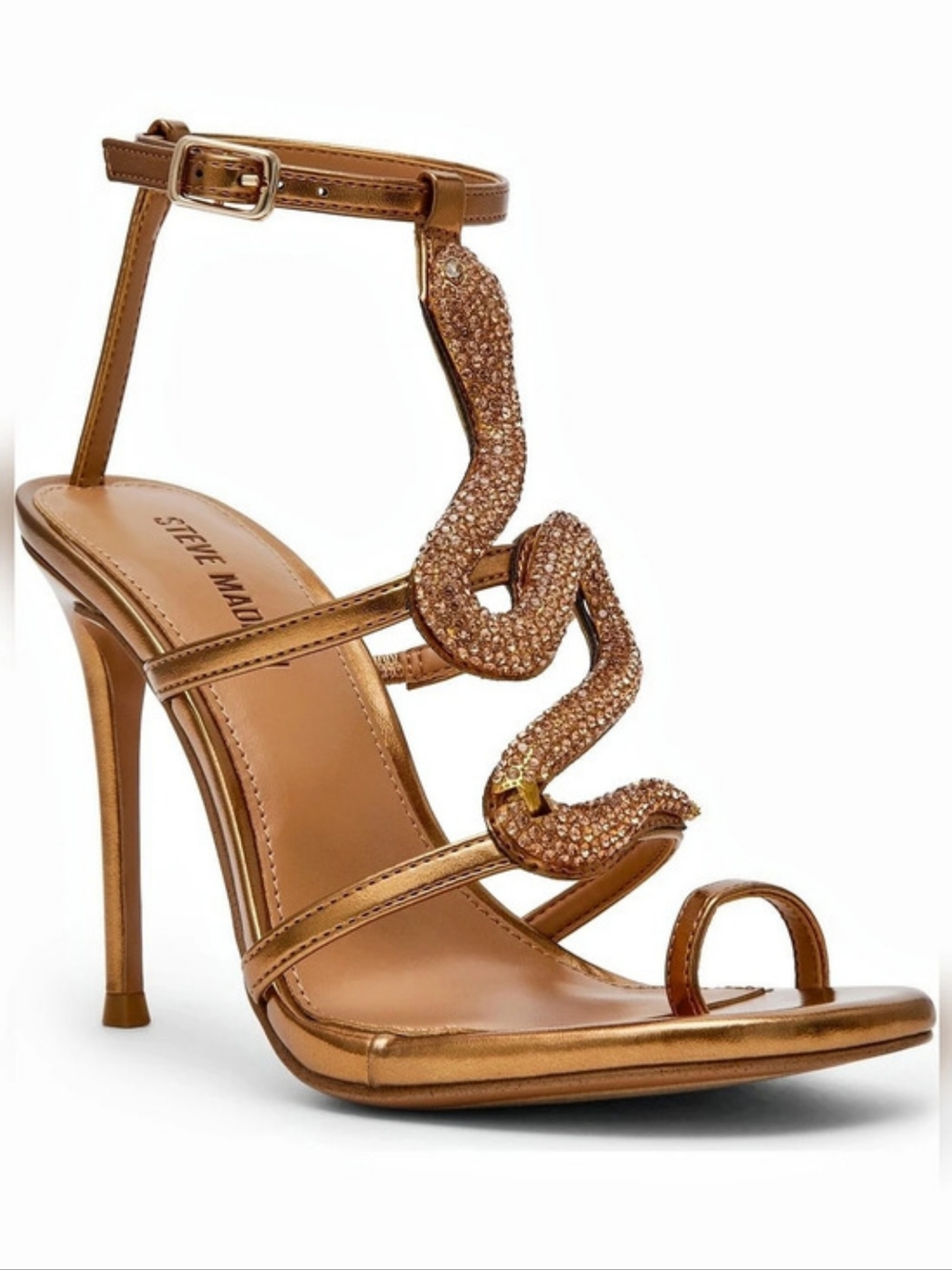 NWT! Steve Madden Python Crystal Snake Ankle Strap Sandal